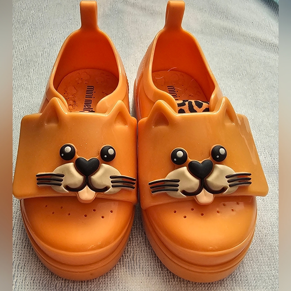 MINI MELISSA Jelly Pop Safari Shoes Orange & Black Velcro Toddler Girl's Size 8